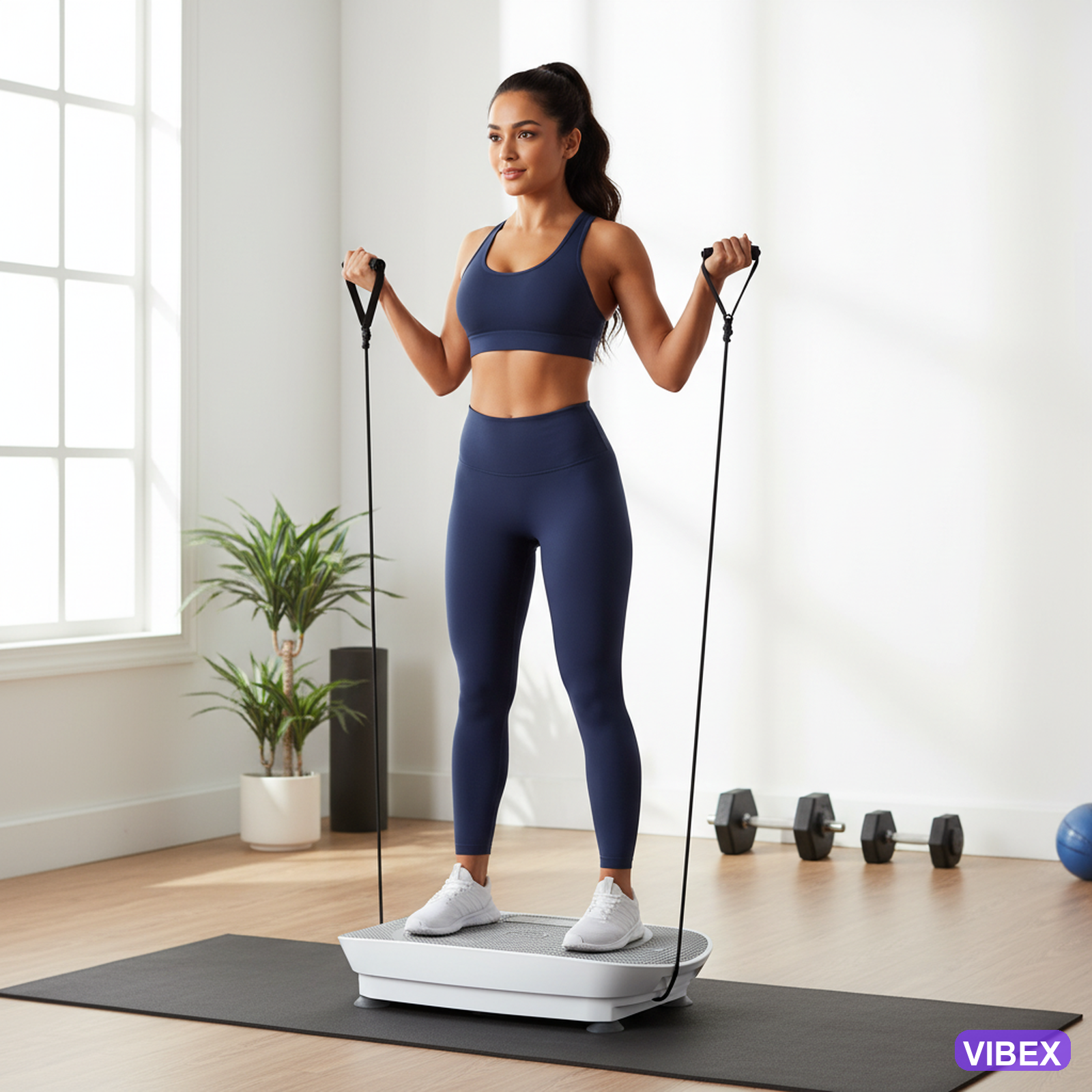 Resistance band workout on VIBEX